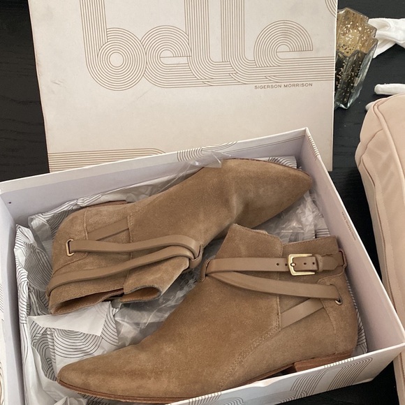 Belle Sigerson Morrison Camel Suede Strappy booties - Picture 9 of 15